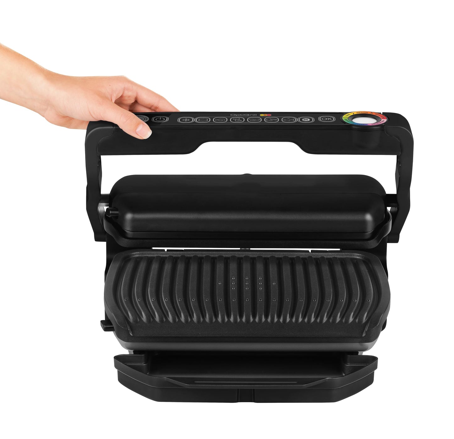 Tefal OptiGrill contact grill, 6 programs, cooking level indicator, removable plates, manual mode, electric grill, black, GC705816