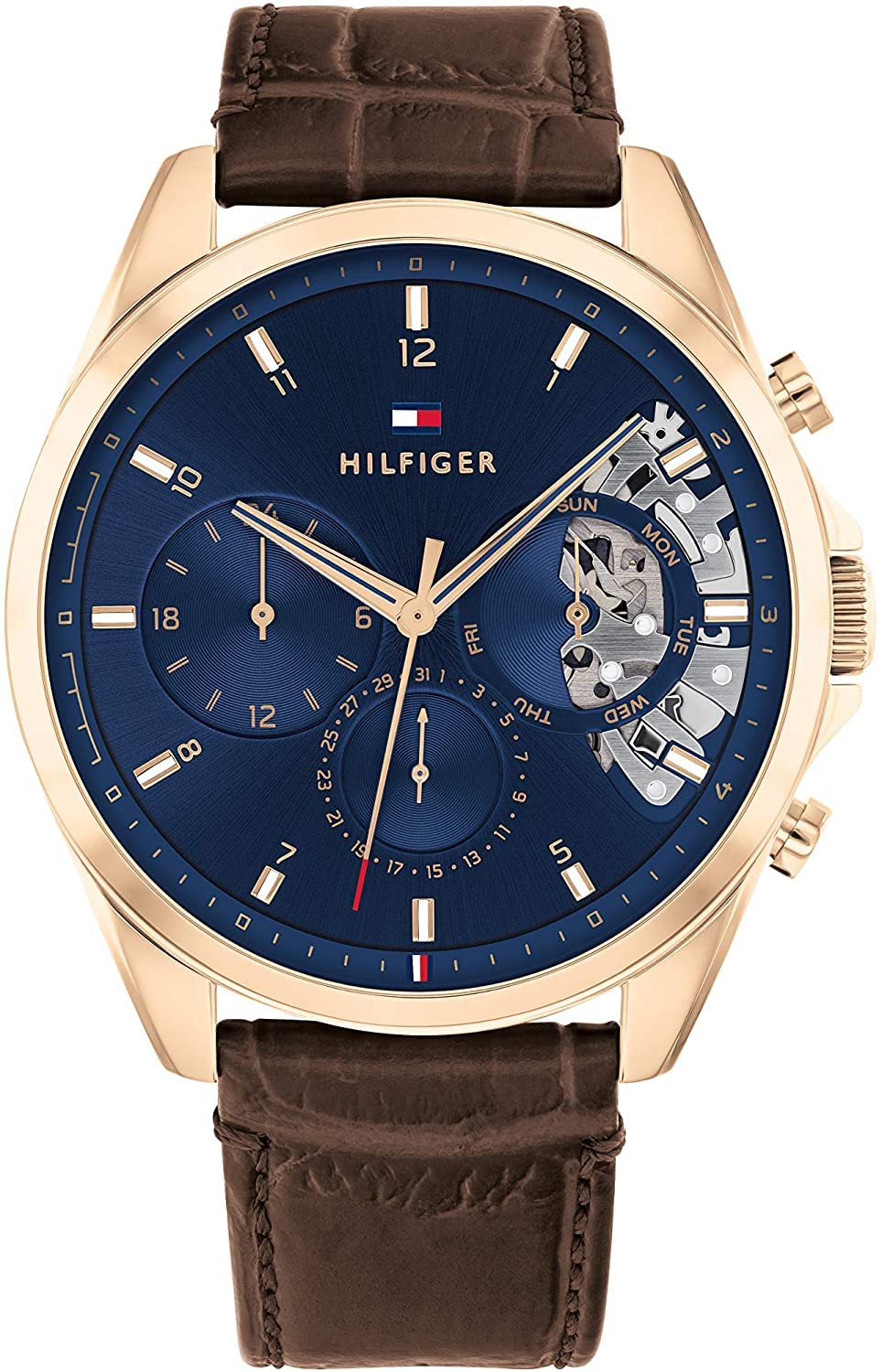 Tommy Hilfiger Multi Zifferblatt Quarz Uhr für Herren mit Silbernes Edelstahl-Mesh-Gliederarmband und Lederarmband