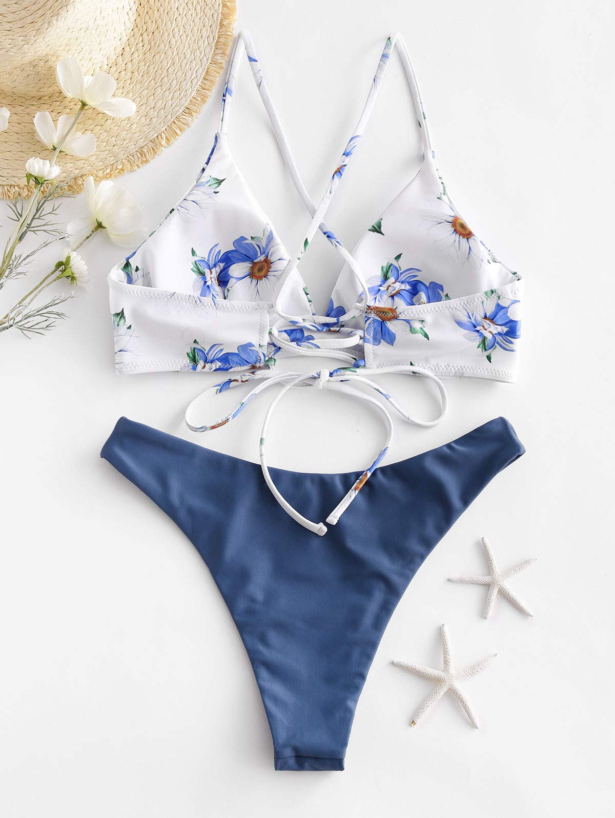 Women’s Two-Piece Bikini Set Sunflower Print Triangle Beach Swimsuit