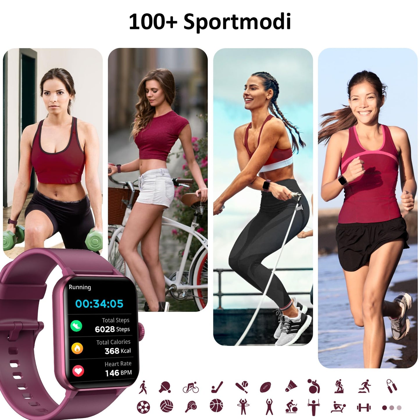Blackview Smartwatch Herren Damen mit Telefonfunktion(Anrufe tätigen/empfangen)/Message Reminder, Sportuhr mit 100+Sportmodi, Fitnessuhr,Puls-Schlaf-Monitor, Schrittzähler, Smart Watch für Android iOS