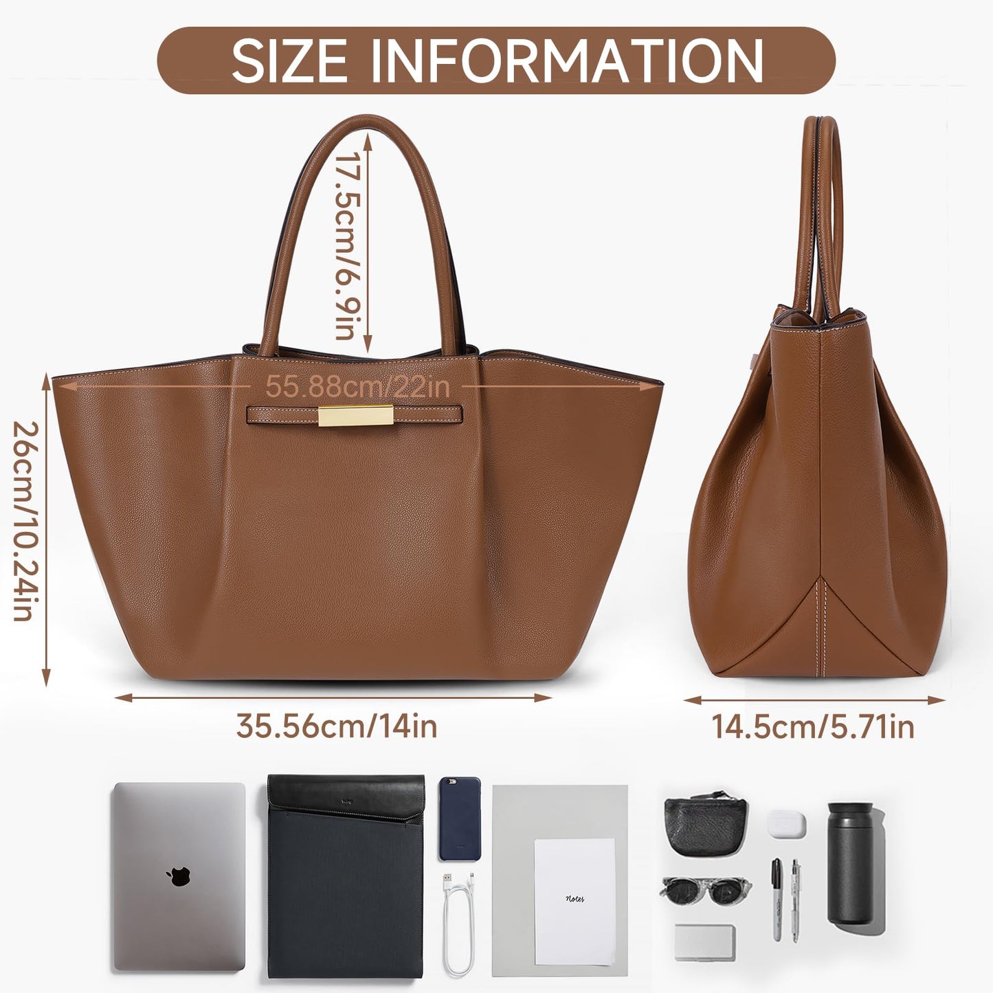 Large Faux Leather Tote Bag for Women
