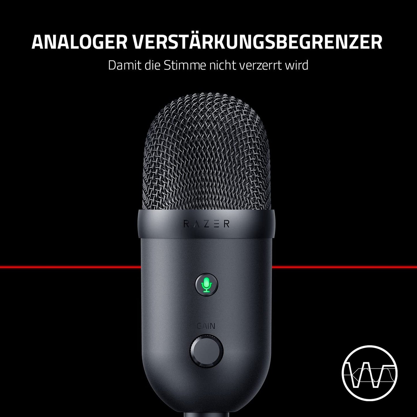 Razer Seiren V3 Mini - Ultrakompaktes USB-Mikrofon (14mm Supernieren Kondensatormikrofon, Tap-to-Mute-Sensor mit LED-Anzeige, integrierter Stoßdämpfer, Plug-and-Play Design) Schwarz