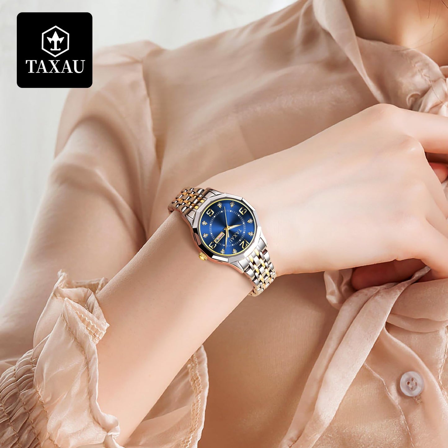 Taxau Uhr Frauen Luxus Edelstahl Uhren Frauen Kleid für Frauen wasserdichte Analog Quarz Damenuhren Klassische Reloj para Mujer