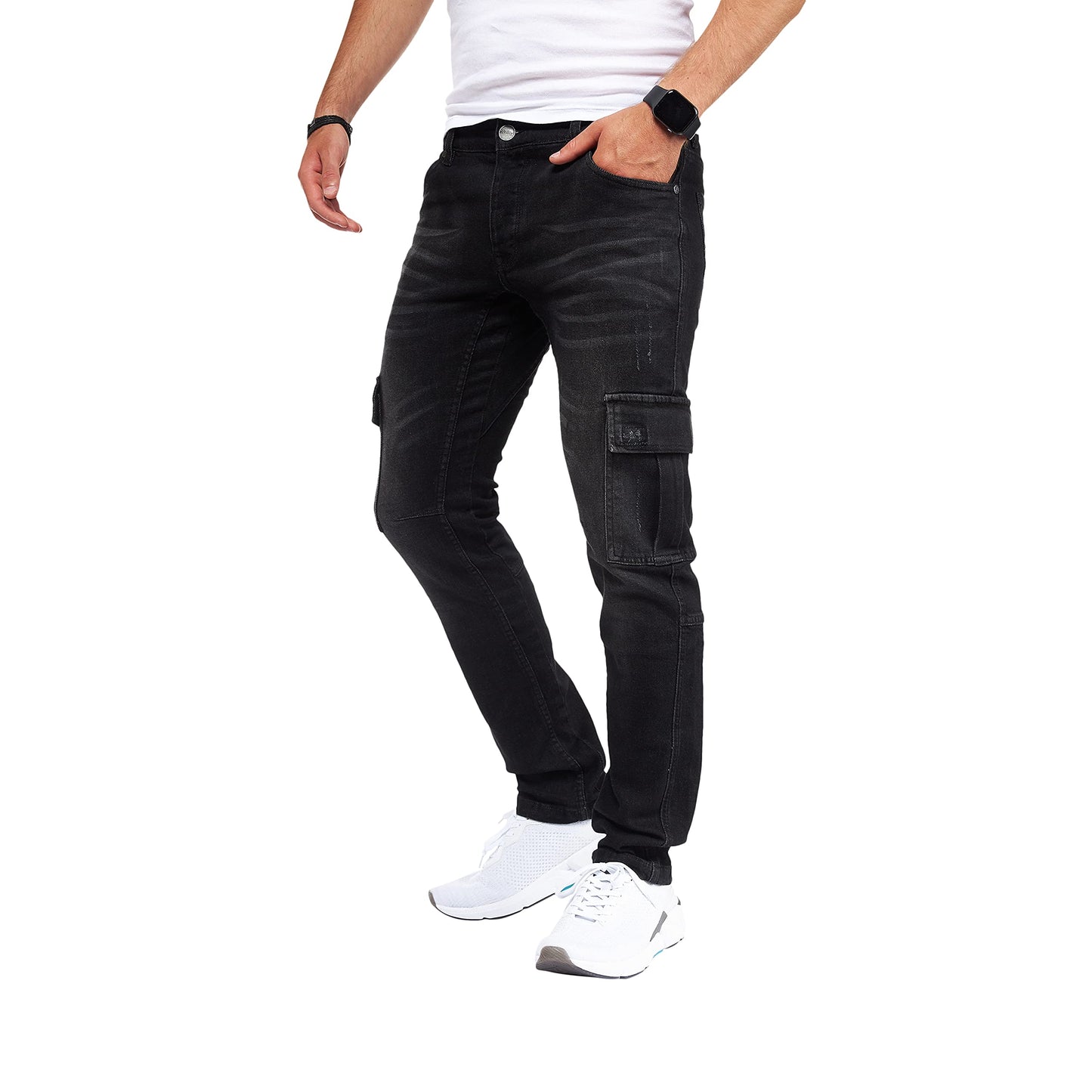 Men’s Cargo Jeans – Regular Slim Fit Denim Joggers