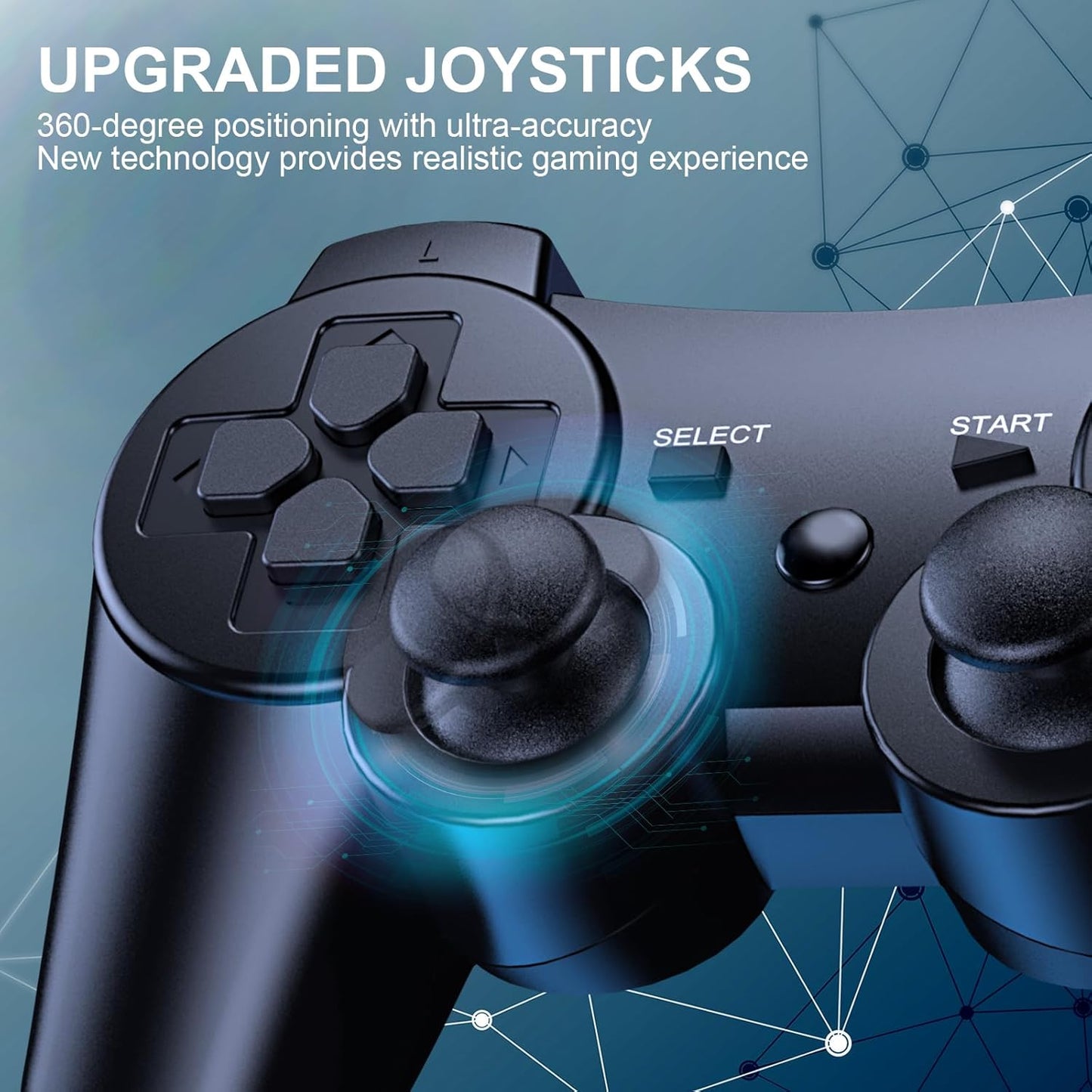 Diswoe Controller for PS-3, 2 Pack Wireless Controller for Play-Station 3 with Dual Shock, Gyro Axis, Bluetooth Controller, Rechargable Remote Gamepad Joystick with 2 Charging Cables