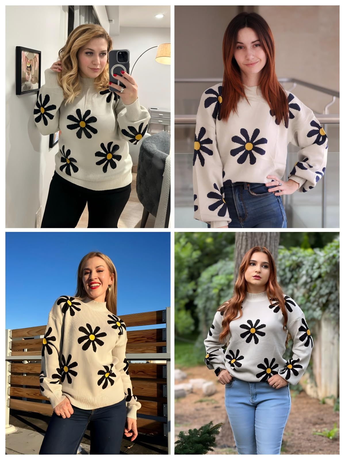 Zeagoo Women’s Puff Sleeve Knit Sweater – Cozy Loose Fit Pullover