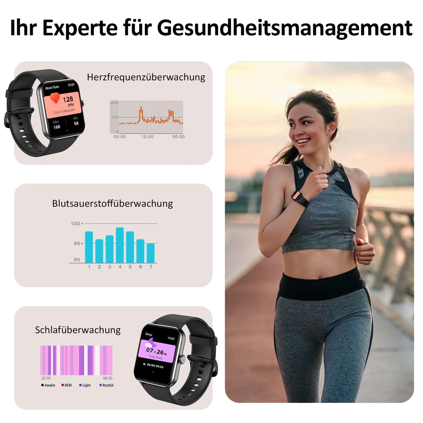 Blackview Smartwatch Herren Damen mit Telefonfunktion(Anrufe tätigen/empfangen)/Message Reminder, Sportuhr mit 100+Sportmodi, Fitnessuhr,Puls-Schlaf-Monitor, Schrittzähler, Smart Watch für Android iOS
