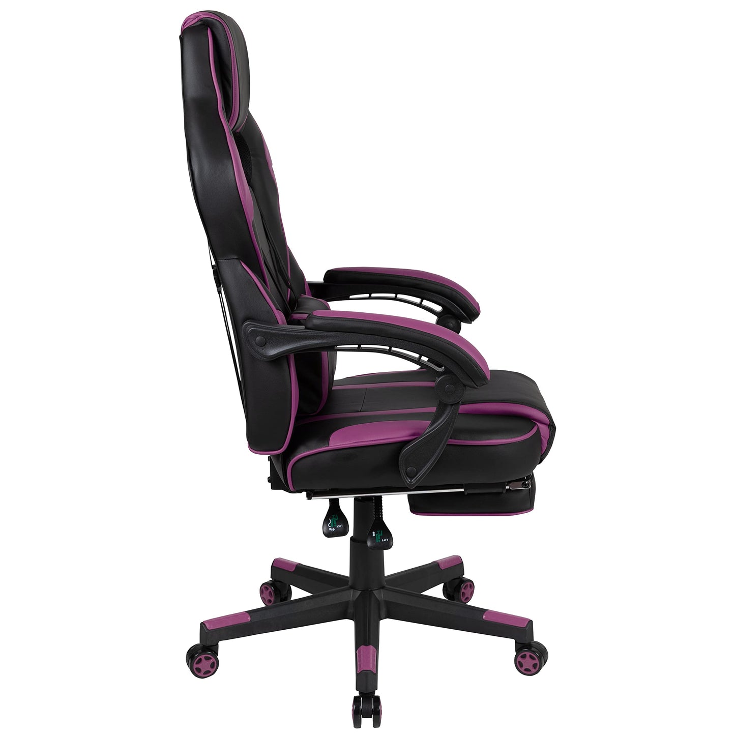 Flash Furniture X30 Gaming-Stuhl, ergonomischer Bürostuhl für PC- und Gaming-Setups, verstellbarer Rennsport-Stuhl mit vollständig verstellbarer Rückenunterstützung, schwarz mit weißer Verzierung
