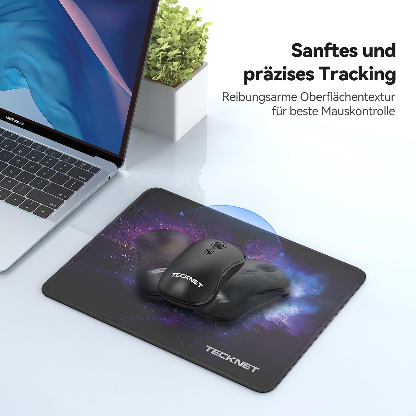 TECKNET Mauspad, 280 x 210 mm Gaming Mousepad mit Wasserdicht und Rutschfester Gummi für PC-Büro, Arbeit, Gaming, Studium, Laptop, Computer, Zuhause-Schwarz