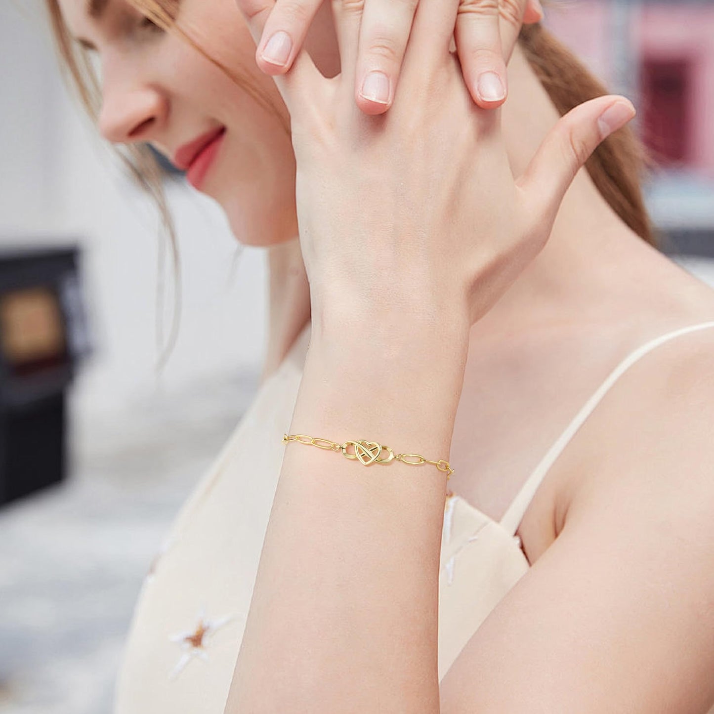 ASH'S CHOICE Double Heart Chain Bracelet