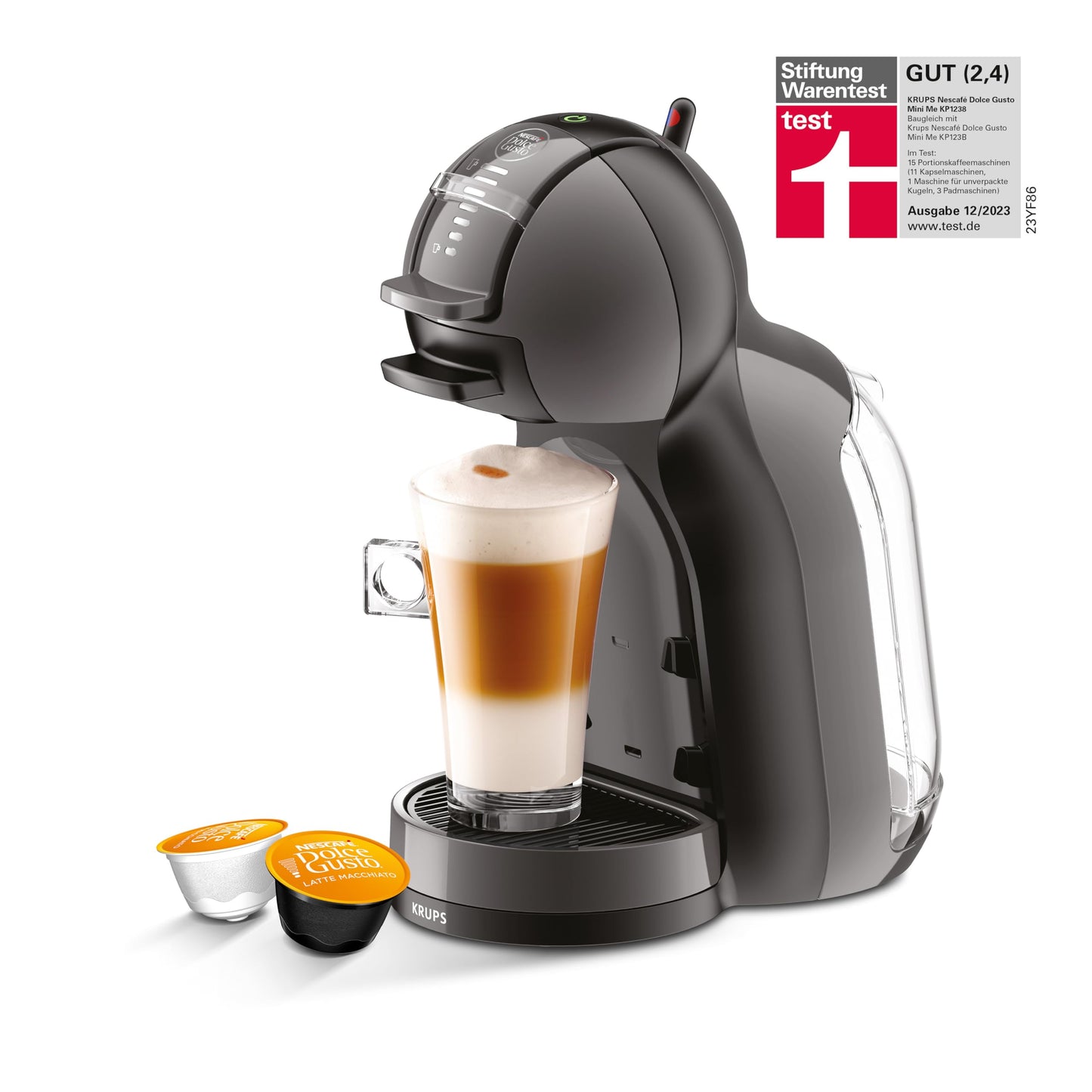 NESCAFÉ DOLCE GUSTO MINI ME by KRUPS arctic-grey/ schwarz automatische Kaffeekapselmaschine