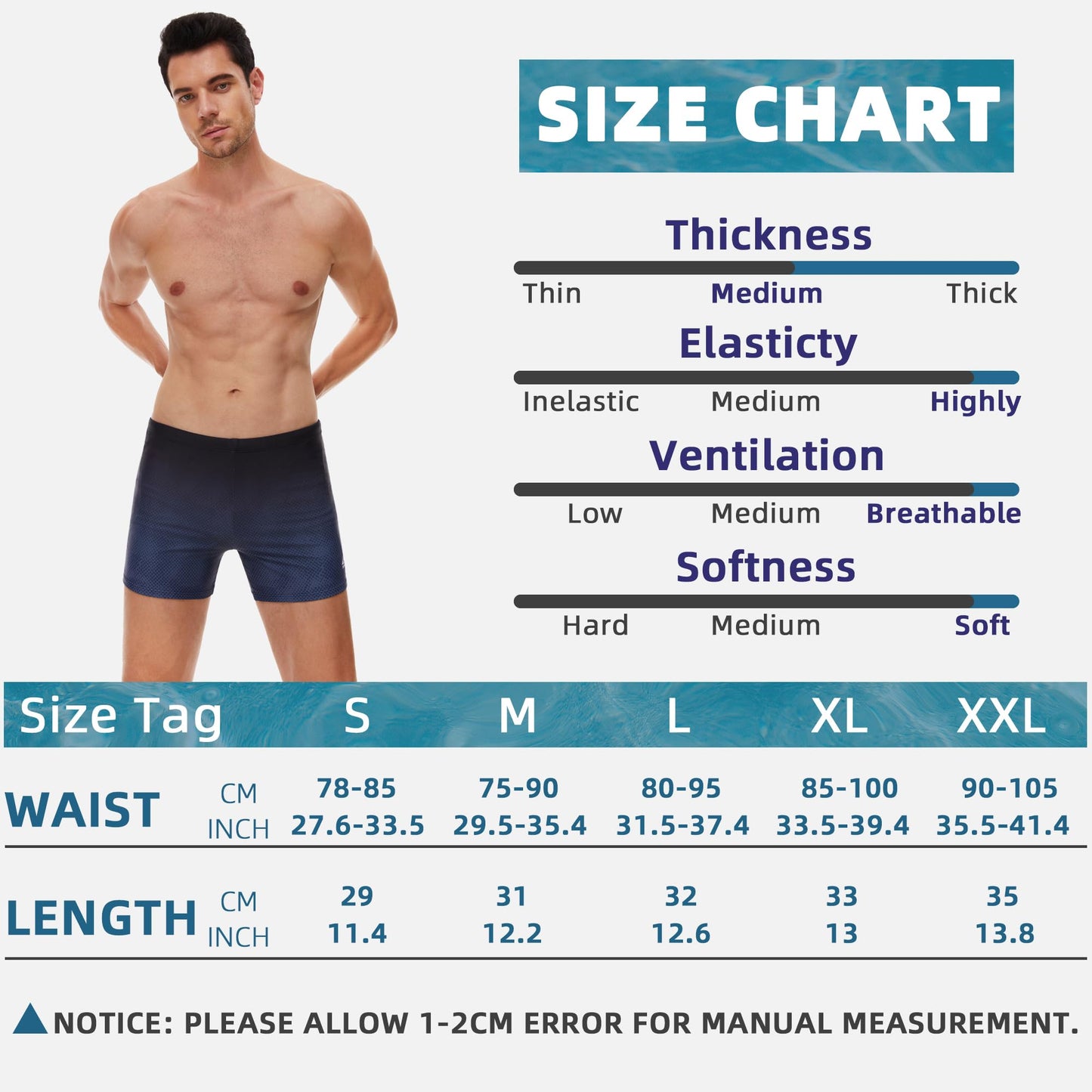 Men’s Short Swim Trunks – Quick-Dry, Hydrophobic Swim Shorts