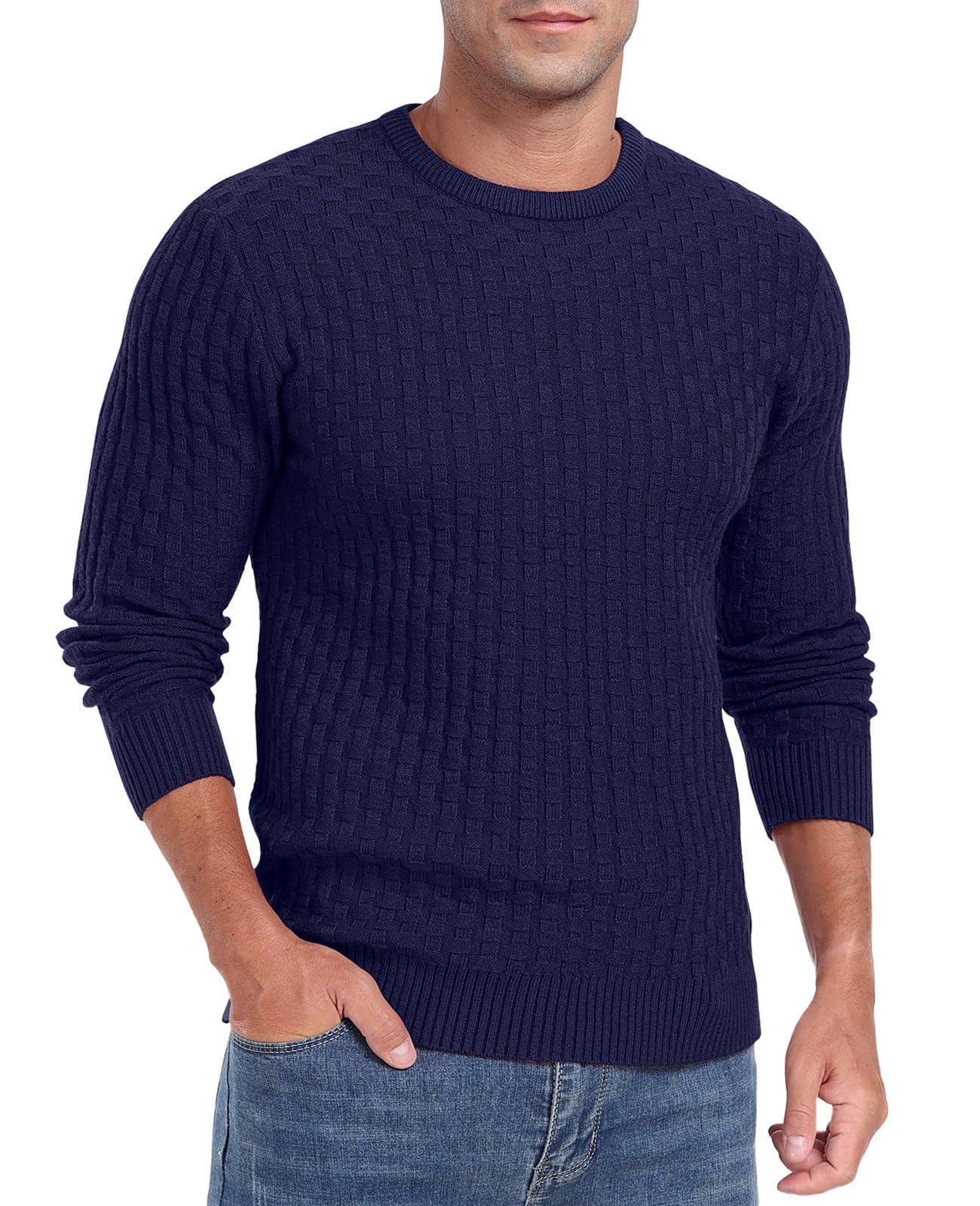 Sailwind Men’s Crew Neck Waffle Knit Sweater