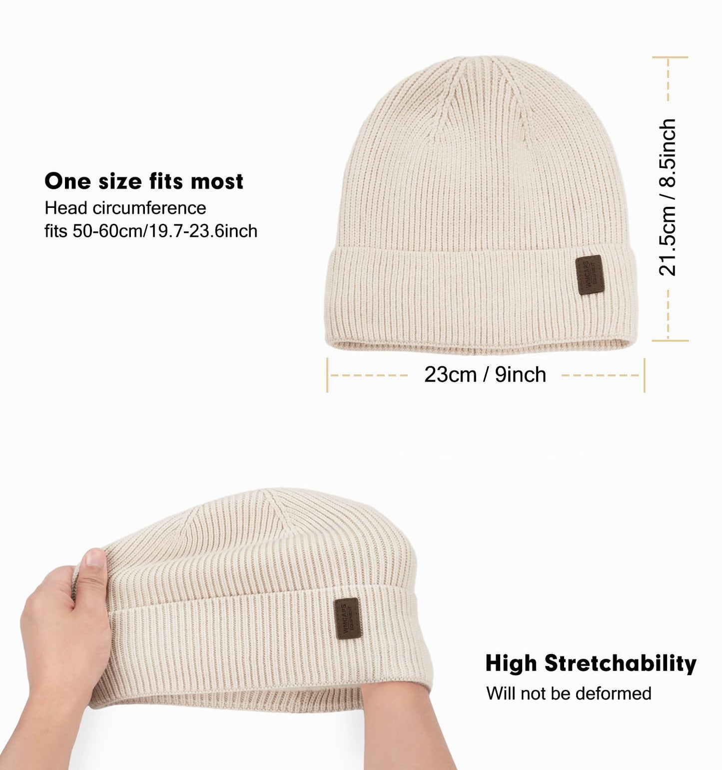 Wmcaps Beanie Mütze, Herren Winter Warme Unisex Wintermütze Strickmütze Dehnbare Weiche Wollmütze mit Bündchen und Dickem Warmem Futter Geschenk für Freundin männer Frauen