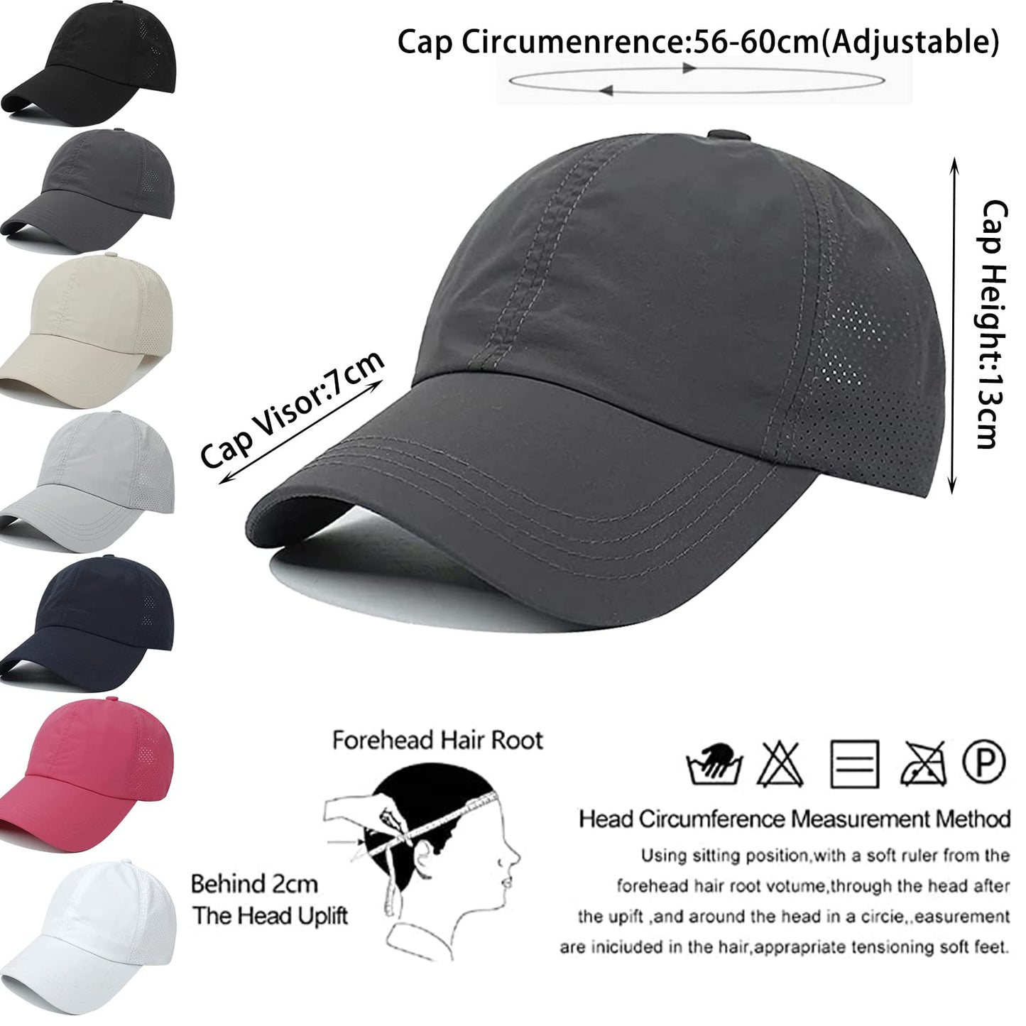 Womens Ponytail Hat Baseball Cap, Adjustable Criss Cross Baseball Cap High Bun Unisex Quick Drying Trucker Hats