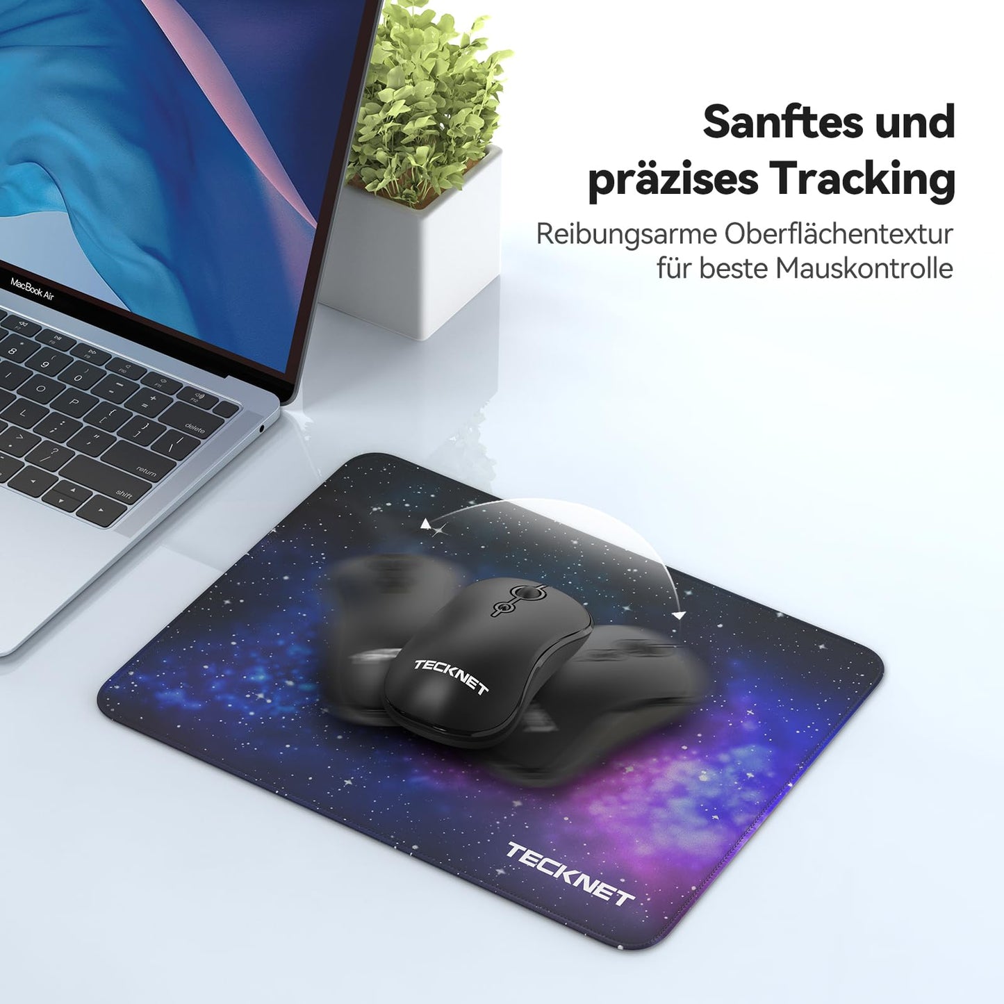 TECKNET Mauspad, 280 x 210 mm Gaming Mousepad mit Wasserdicht und Rutschfester Gummi für PC-Büro, Arbeit, Gaming, Studium, Laptop, Computer, Zuhause-Schwarz