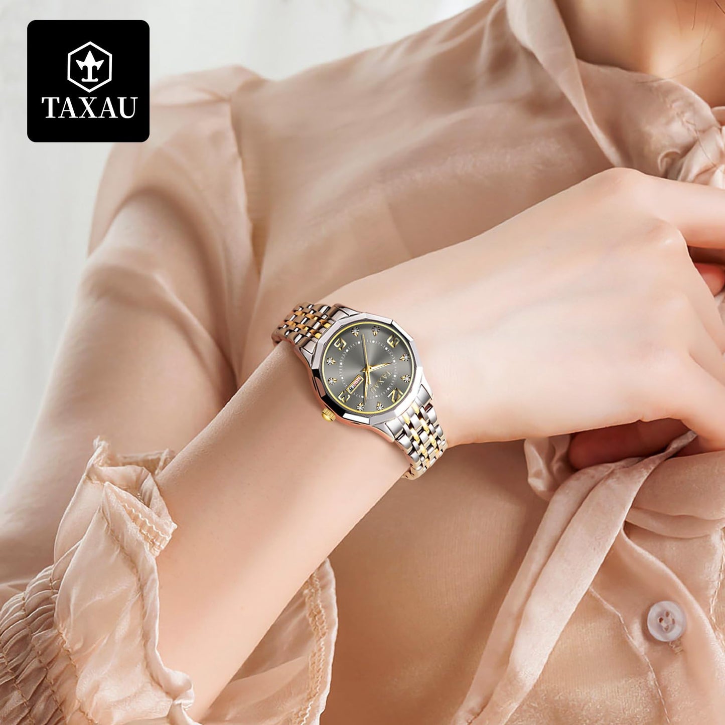 Taxau Uhr Frauen Luxus Edelstahl Uhren Frauen Kleid für Frauen wasserdichte Analog Quarz Damenuhren Klassische Reloj para Mujer