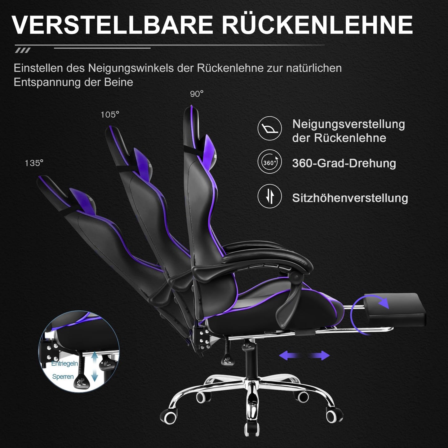 GTPLAYER Office Chair Gaming Chair Massage Gaming Armchair Ergonomic Gamer Chair with Footrest, Headrest Massage Lumbar Cushion, Padded Gaming Chair, Swivel Chair White