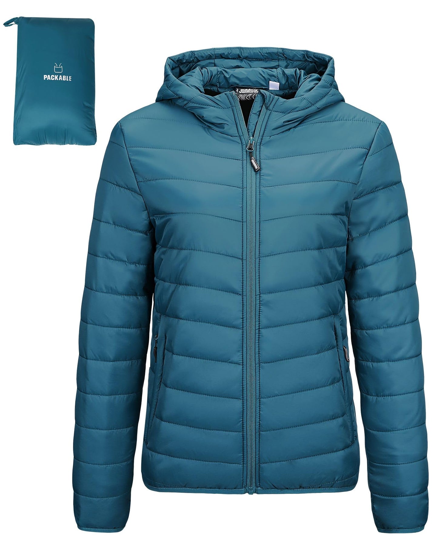 Outdoor Ventures Women’s Lightweight Hooded Puffer Jacket