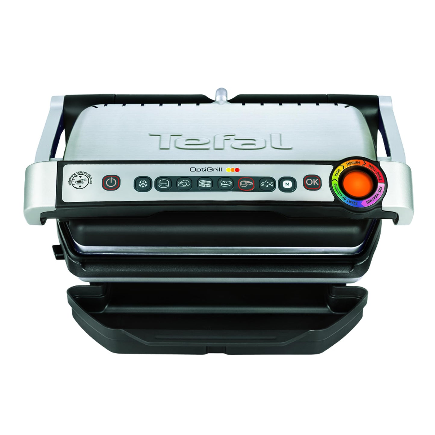 Tefal OptiGrill contact grill, 6 programs, cooking level indicator, removable plates, manual mode, electric grill, black, GC705816