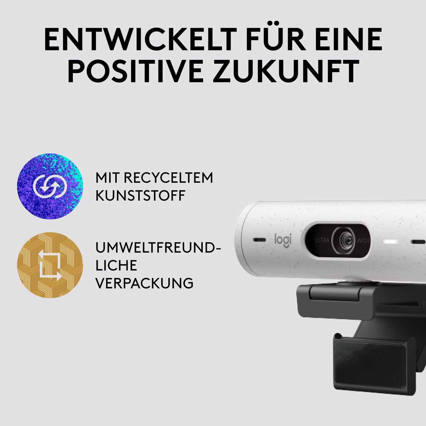 Logitech Brio 500 Full-HD-Webcam mit Auto-Lichtkorrektur, Zeigemodus, Doppelmikrofon + Rauschunterdrückung, Webcam-Abdeckung, für Microsoft Teams, Google Meet, Zoom, USB-C-Kabel - Graphit