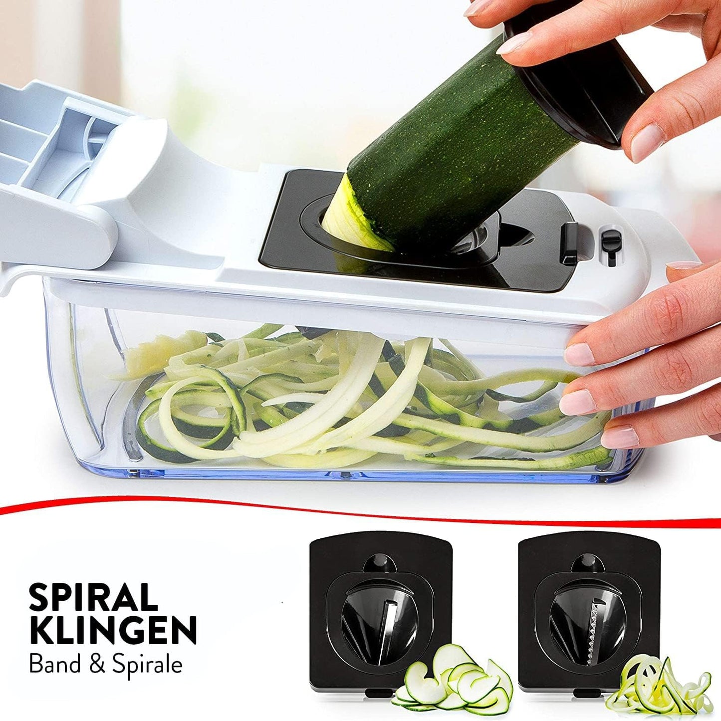 Gemüseschneider Spiralschneider Gemüsehobel - Gemüse Schneider Zwiebelschneider Kartoffelschneider Obstschneider - Vegetable Chopper Cutter Dicer (4-in-1 - Weiß)
