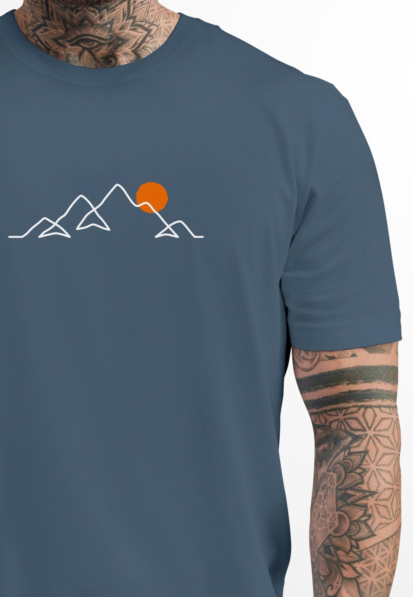 Neverless® Men’s Line-Art Mountain Print T-Shirt