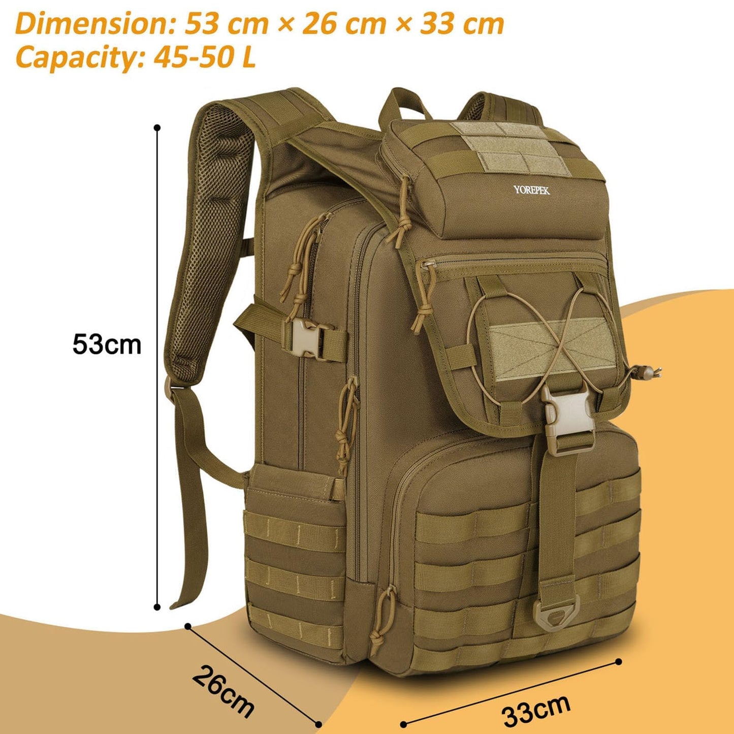 Army Tactical Backpack 50L for Men – Military Outdoor Hiking Backpack