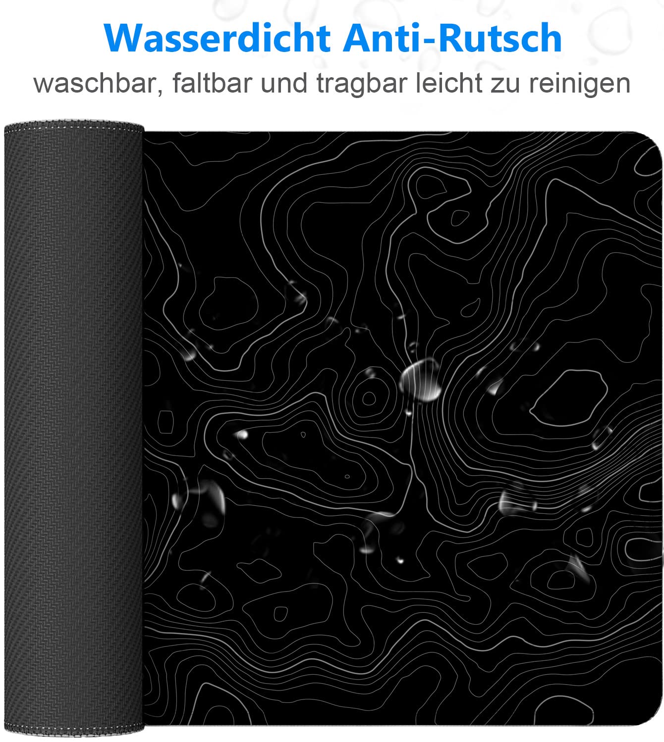 Owege Gaming Mauspad XXL 900 x 400 mm Artistic Curve Mousepad Groß Vernähte Kanten WassXerdicht Anti-Rutsch für PC, MacBook,Laptop Verbessert Präzision und GeschwindigkeiX