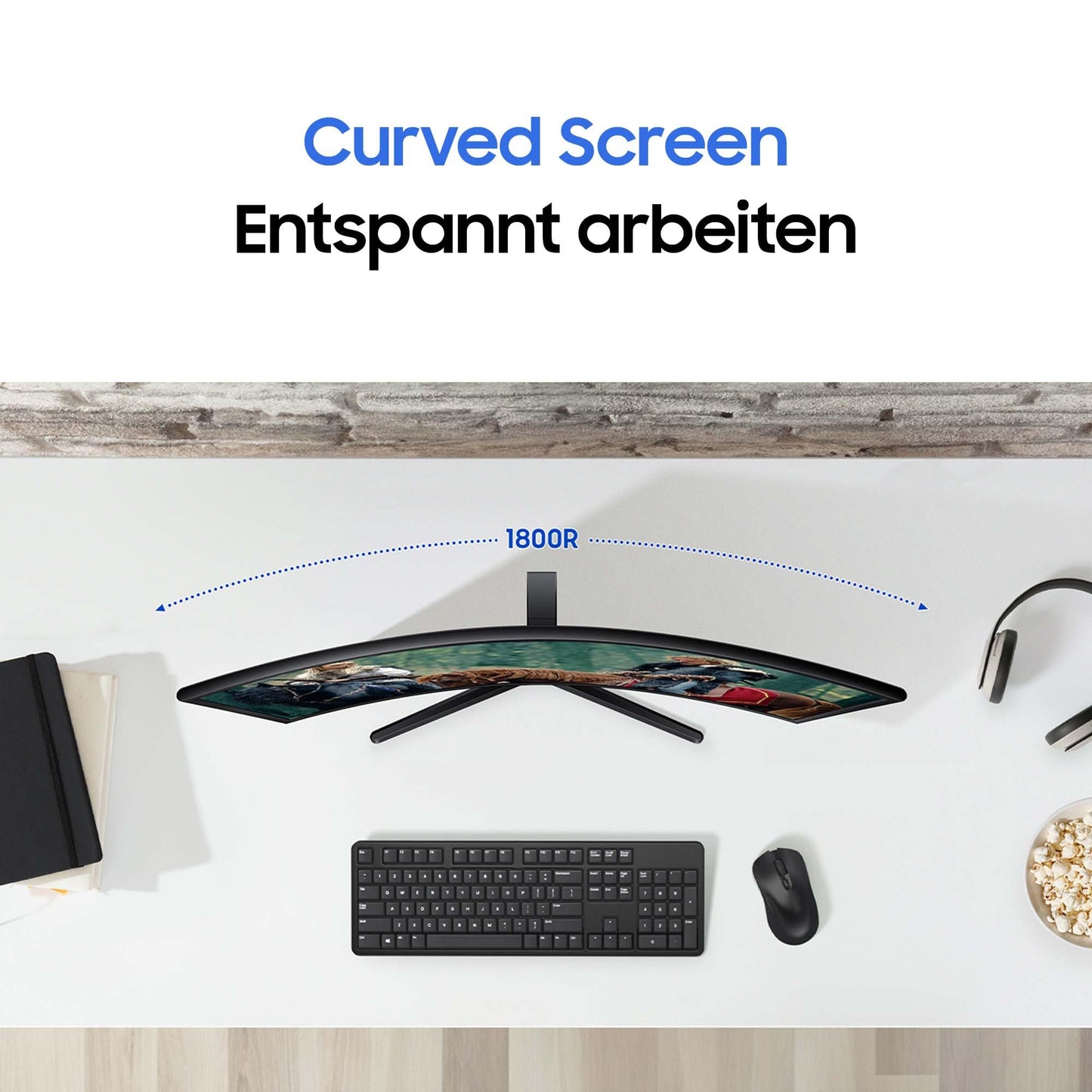 Samsung S36GD Essential Curved Monitor, 27 Inches, PC Screen with VA Panel, Full HD Resolution, 4 ms Response Time, 100 Hz Refresh Rate, Eco Saving Plus, Flicker Free, Black, S27D366GAU
