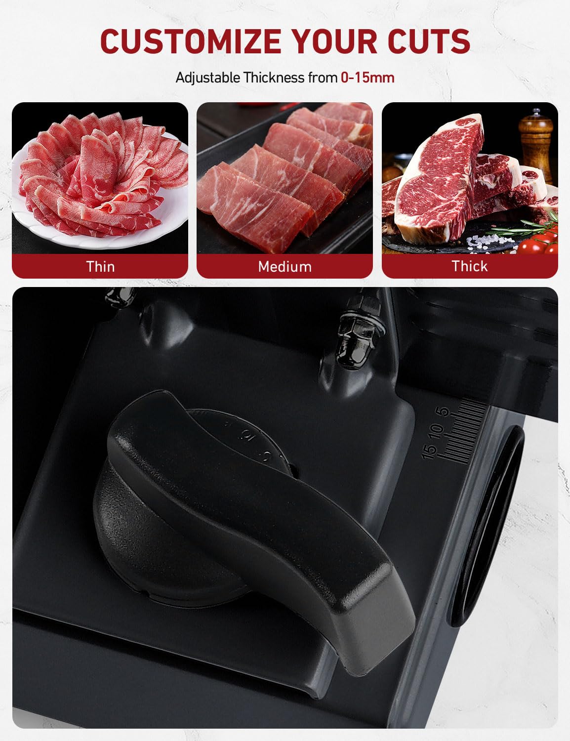 200Watt Electric All-Purpose Slicer Stainless Steel - Adjustable Food Processor 0 to 15mm - 2 Blades - Sausage Slicer - Bread Slicer, Ham Slicer, Electric Knife Meat & Cheese
