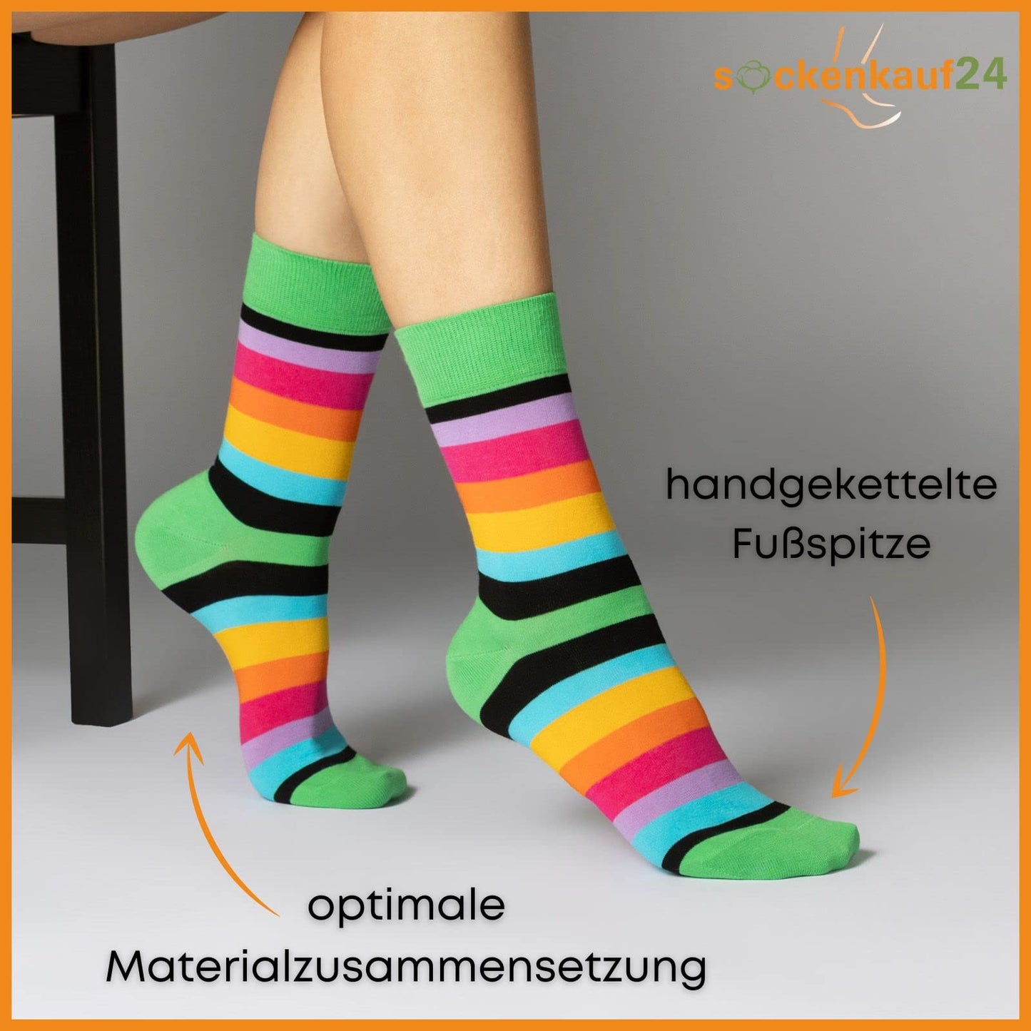 Women's Striped Socks Colorful Cotton with Comfort Cuff Seamless Toe (6 or 12 Pairs)