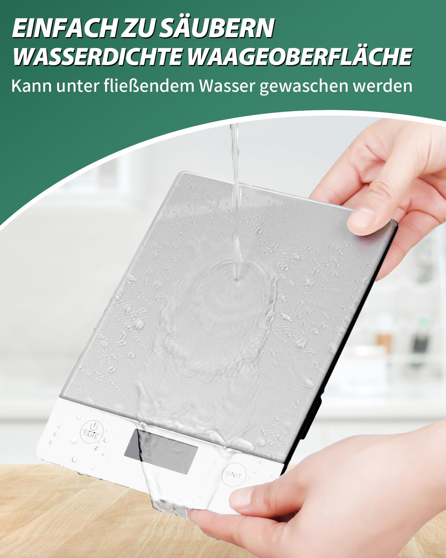 Küchenwaage Digital,Küchenwaage Geneigtes Display,Waage Küchenwaage 10KG,Hochpräzise 1g Digitale Küchenwaage mit Tara-Funktion,Schwarz Glas Lebensmittelwaage Wasserdicht,Touchscreen inkl. Batterien