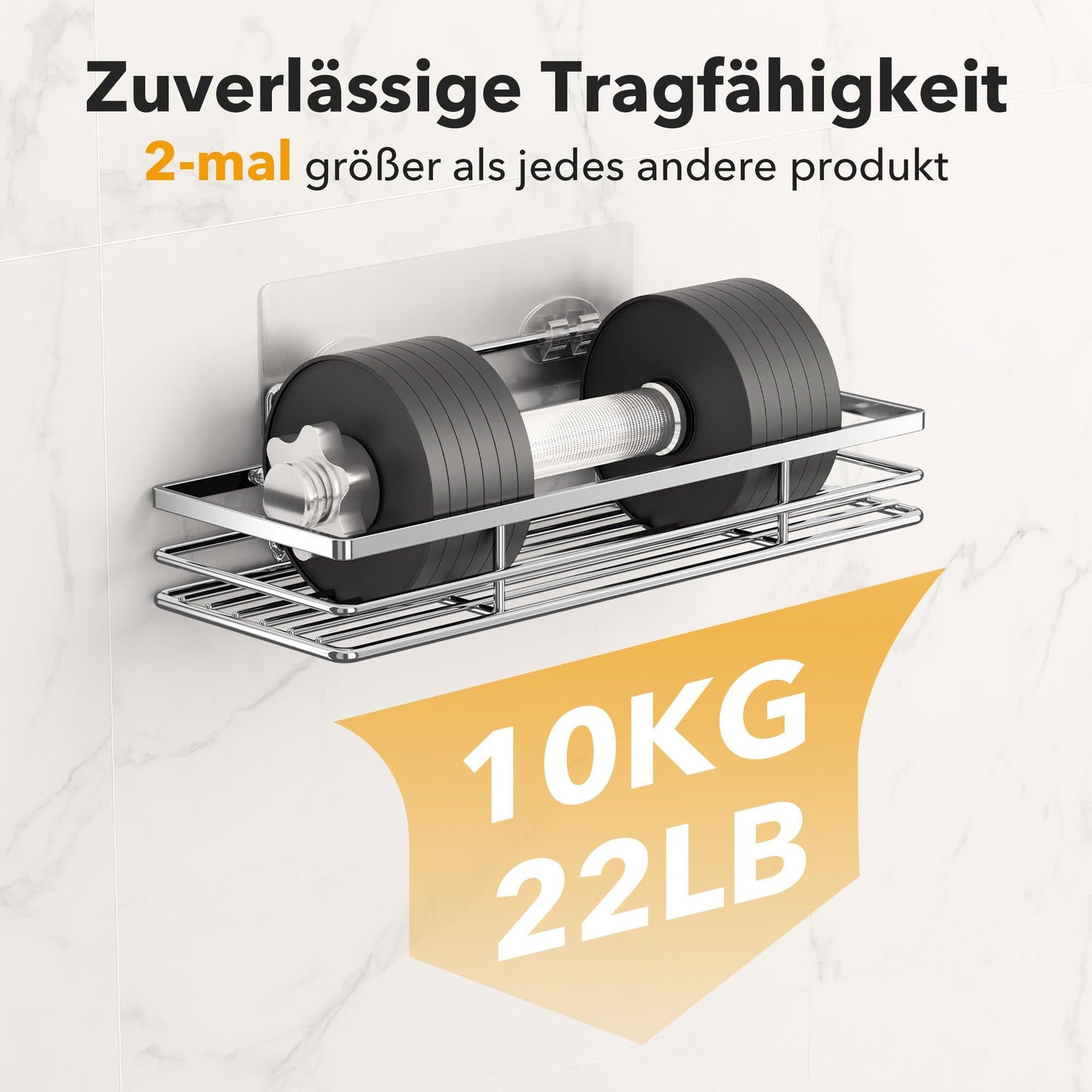 saffruff Duschablage Ohne Bohren 2 Stück Duschregal Duschkorb Badezimmer Organizer, Regal Badregal Shampoo Halterung für Dusche Küche Bathroom, mit 2 Klebeflächen,Edelstahl Schwarz