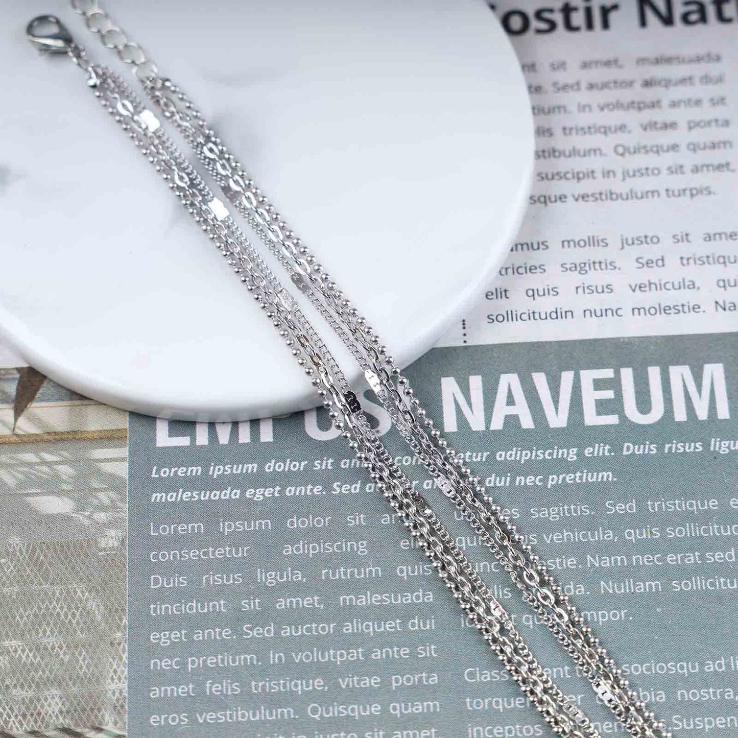 Dervivea Boho Layered CZ Crystal Necklace