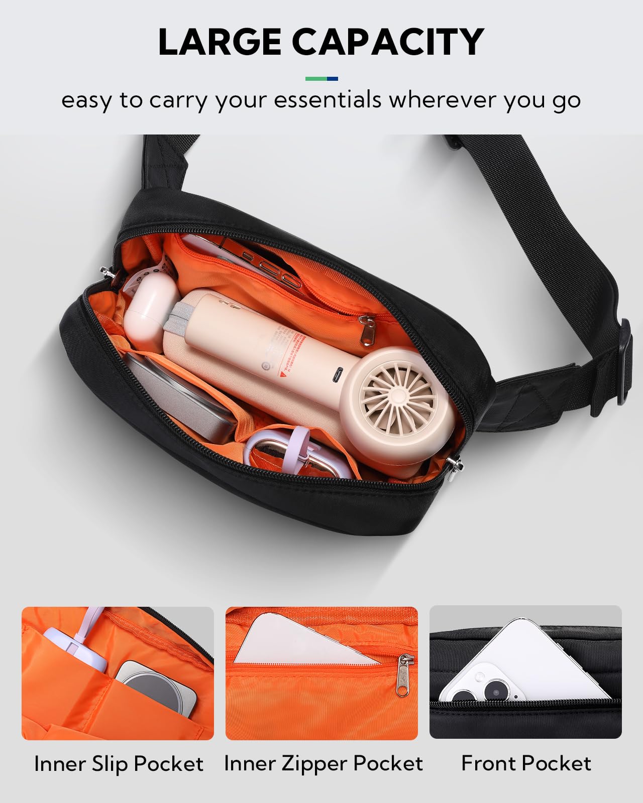 WATERFLY Crossbody Waist Bag – Lightweight Hip Pack for Travel & Festivals