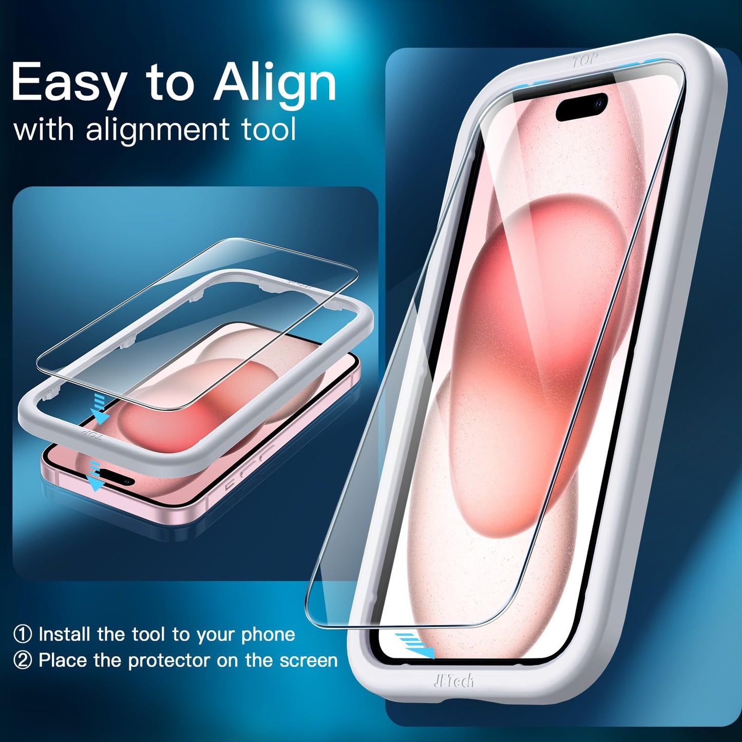 JETech Schutzfolie für iPhone 16e 2025, iPhone 13/13 Pro 6,1 Zoll, Gehärtetes Glas mit Einfaches Installationswerkzeug, Hat Keinen Einfluss auf die Hülle, Panzer HD Klar, 3 Stück