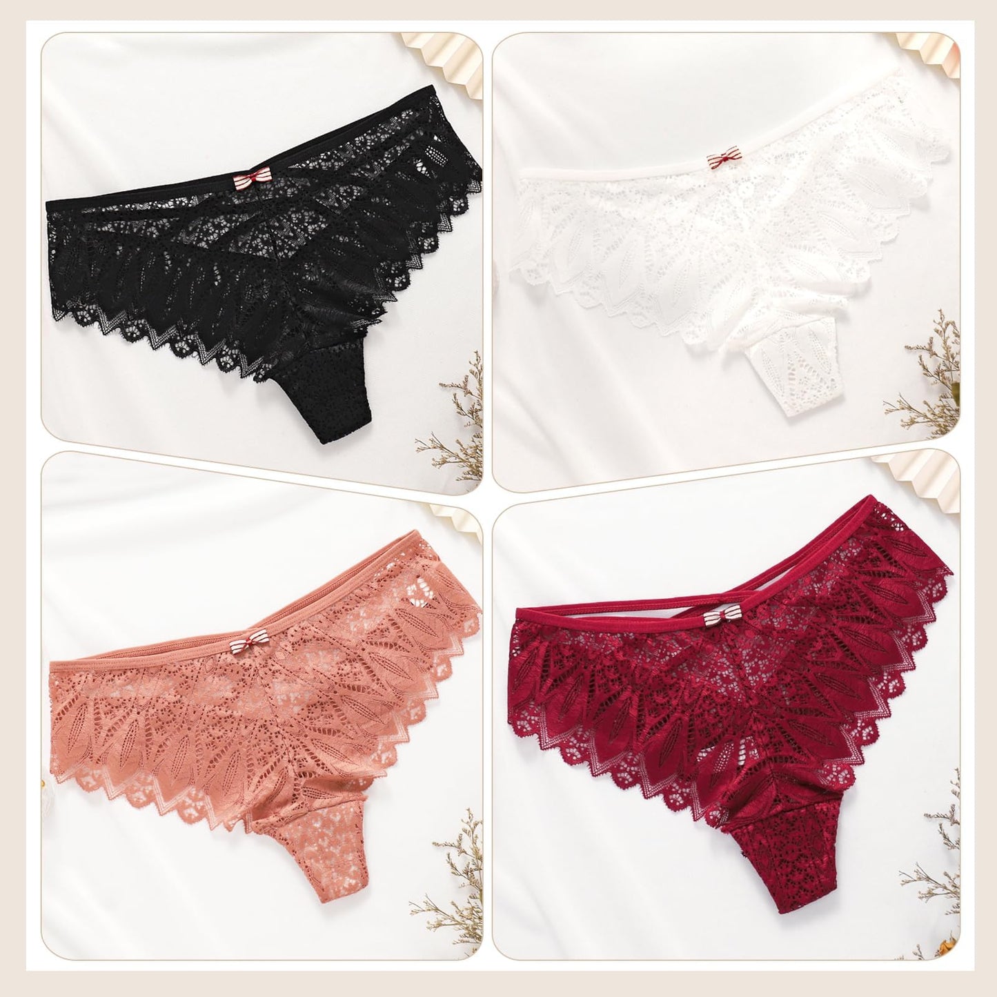 Lishang Women's Lace Thong 5-Pack - Sexy Low Waist Lingerie