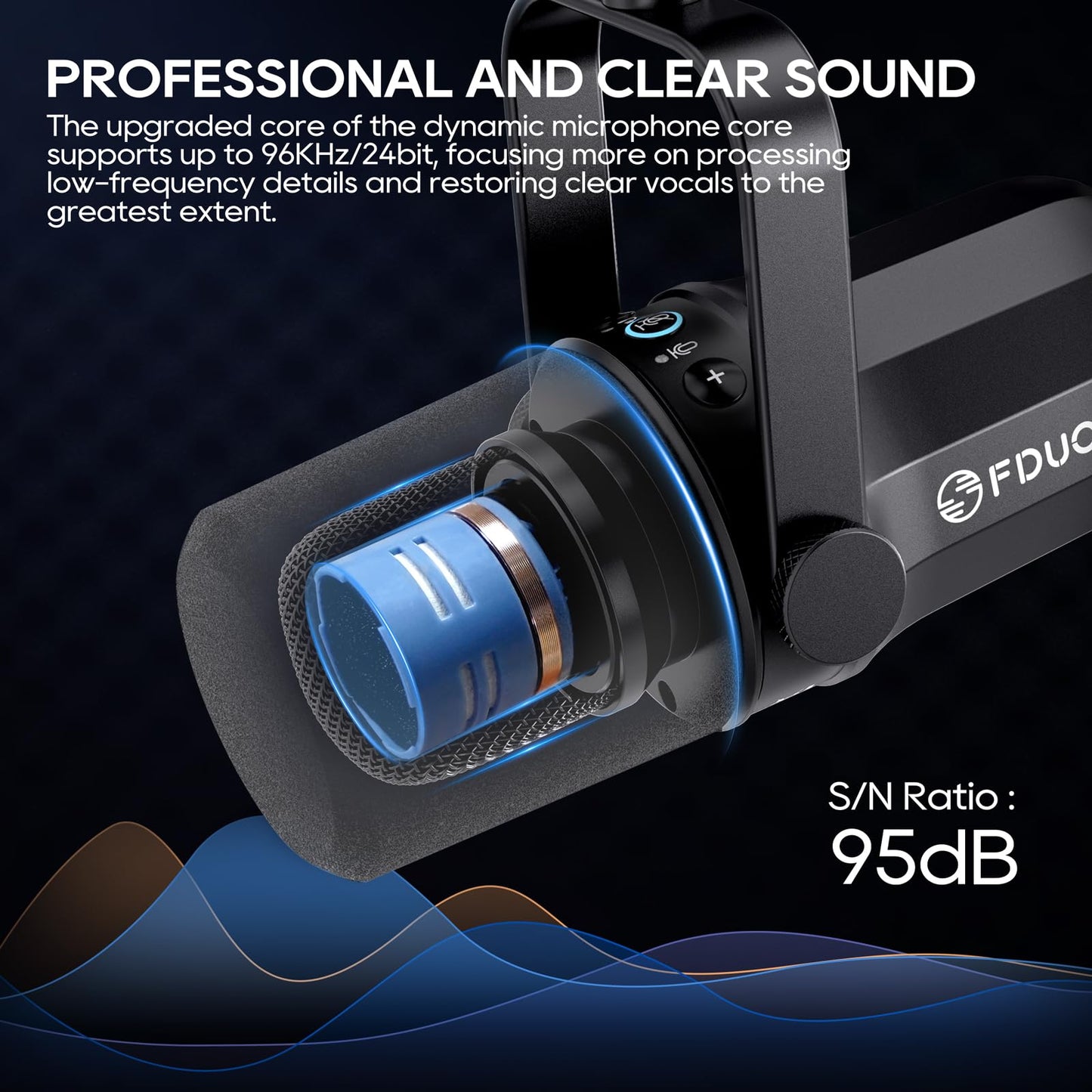 FDUCE SL40X XLR Dynamic Microphone Set for Vocal Recording, Podcasting, Gaming, Live Streaming and Broadcasting, All-Metal Microphone, Voice Isolating Technology, Black