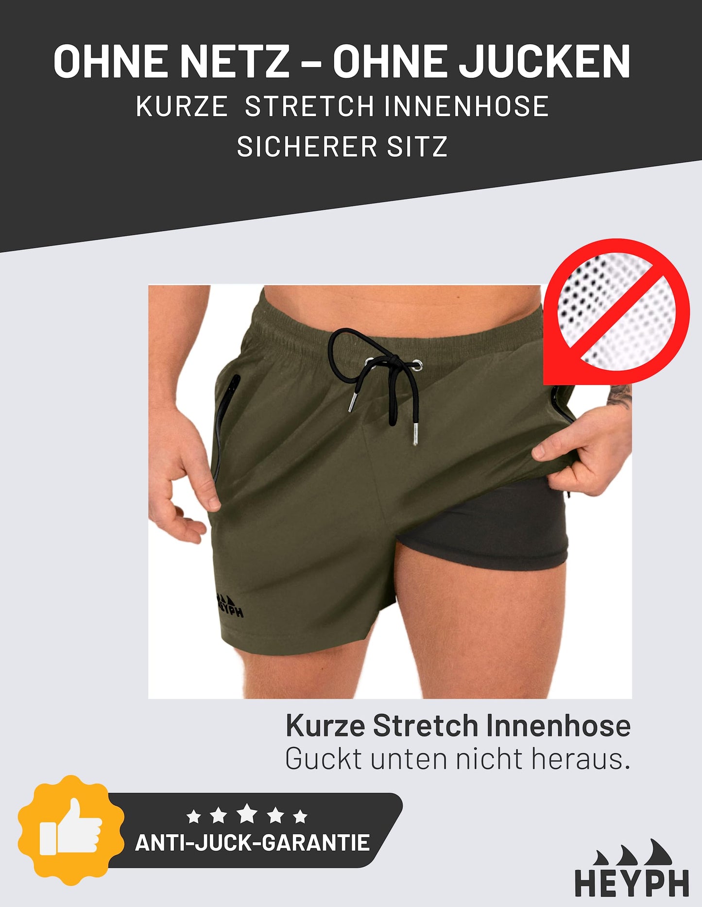Men’s Designer Swim Shorts – Short Length with Zipper Pockets