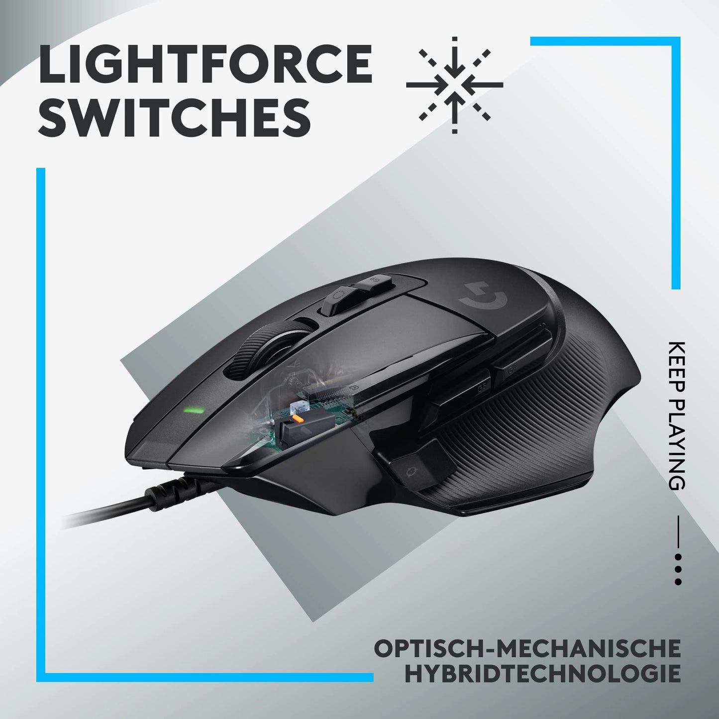 Logitech G502 X Kabelgebundene Gaming-Maus - LIGHTFORCE Hybrid optisch-mechanische Primärschalter, HERO 25K Gaming-Sensor, Kompatibel PC - macOS/Windows - Weiß
