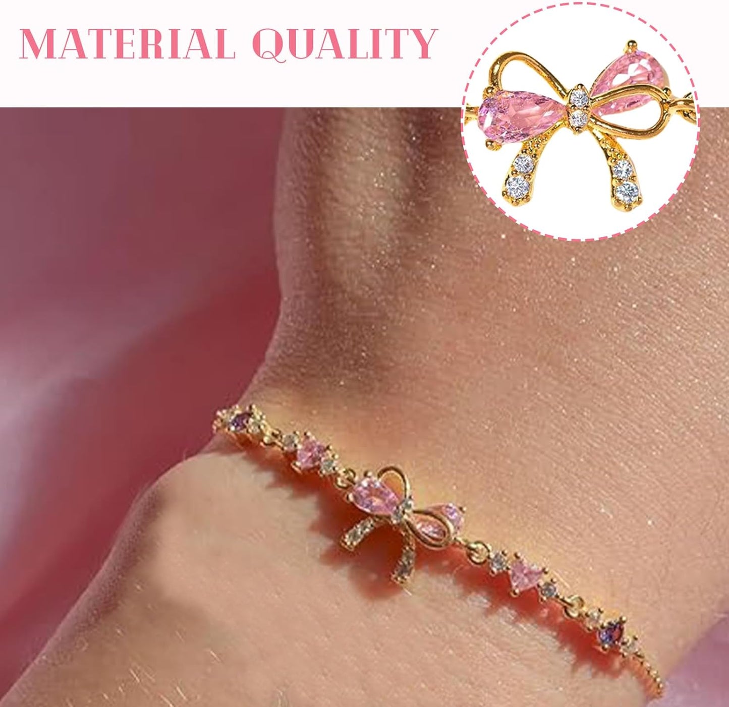 Auiremrti Friendship Bracelet with Zirconia Bow Knot