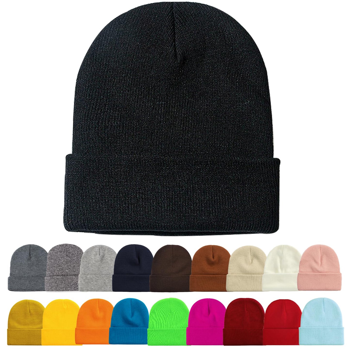 ZOORON 1&2 Pack Beanie for Men Women Slouchy Beanie Hats Winter Knit Caps Soft Ski Hat Unisex