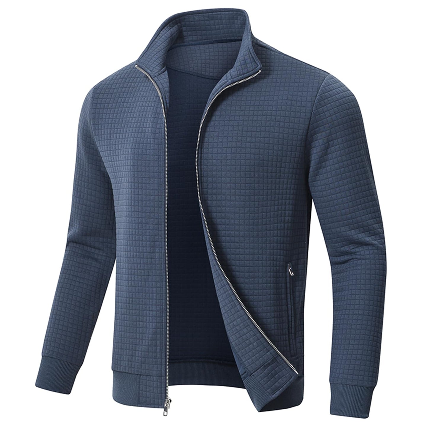 Men’s Transitional Jacket – Lightweight Winter Jacquard Coat with Zipper Pocket