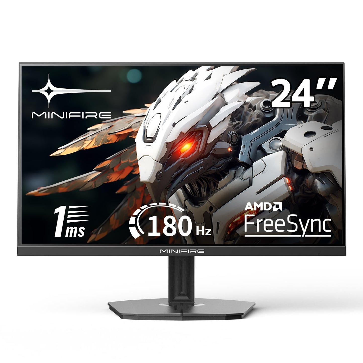 Minifire 24 Inch Monitor, 100 Hz, IPS, Full HD (1920 x 1080), AMD FreeSync, sRGB110%, Frameless Screen, Eye Care, HDMI Type-C, Adjustable Tilt, VESA (MF24X3A Type-C Cable Included)