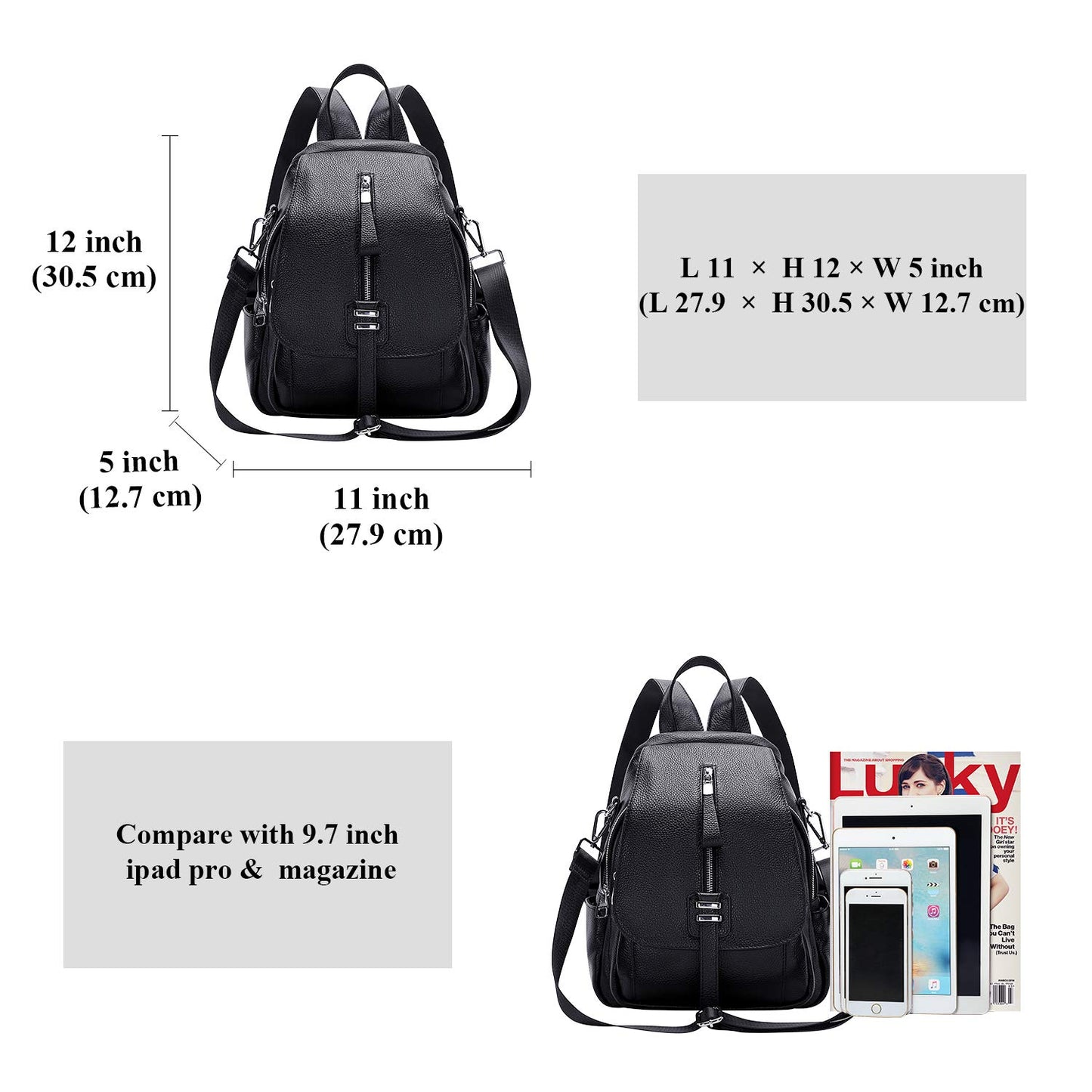ALTOSY Genuine Leather Backpack Purse for Women