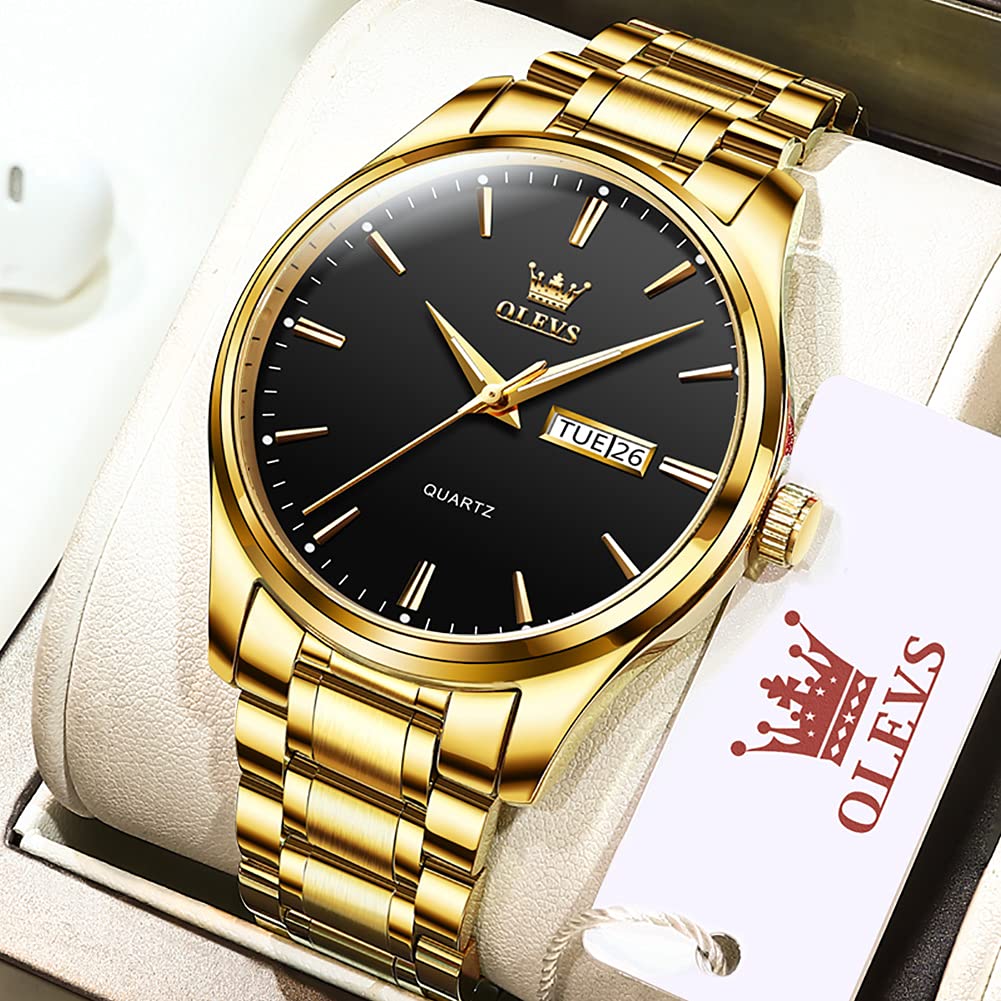 OLEVS Uhren Herren, Analoge Quarz Leucht Armbanduhr, wasserdichte Datum Edelstahl Herrenuhr, Klassische Mode Business Freizeituhren, Elegantes Geschenk für Männer