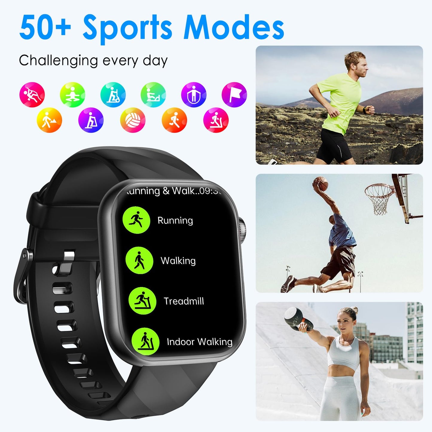 2025 Neue Smartwatch EKG+HRV/Harnsäure/BMI Herren Damen 1,97" AMOLED Gesundheitsuhr mit Telefonfunktion 24H Herzfrequenz SPO2 Blutdruck Körpertemperatur ΒΙυtzυcker Schlafmonitor Fitnessuhr, Schwarz
