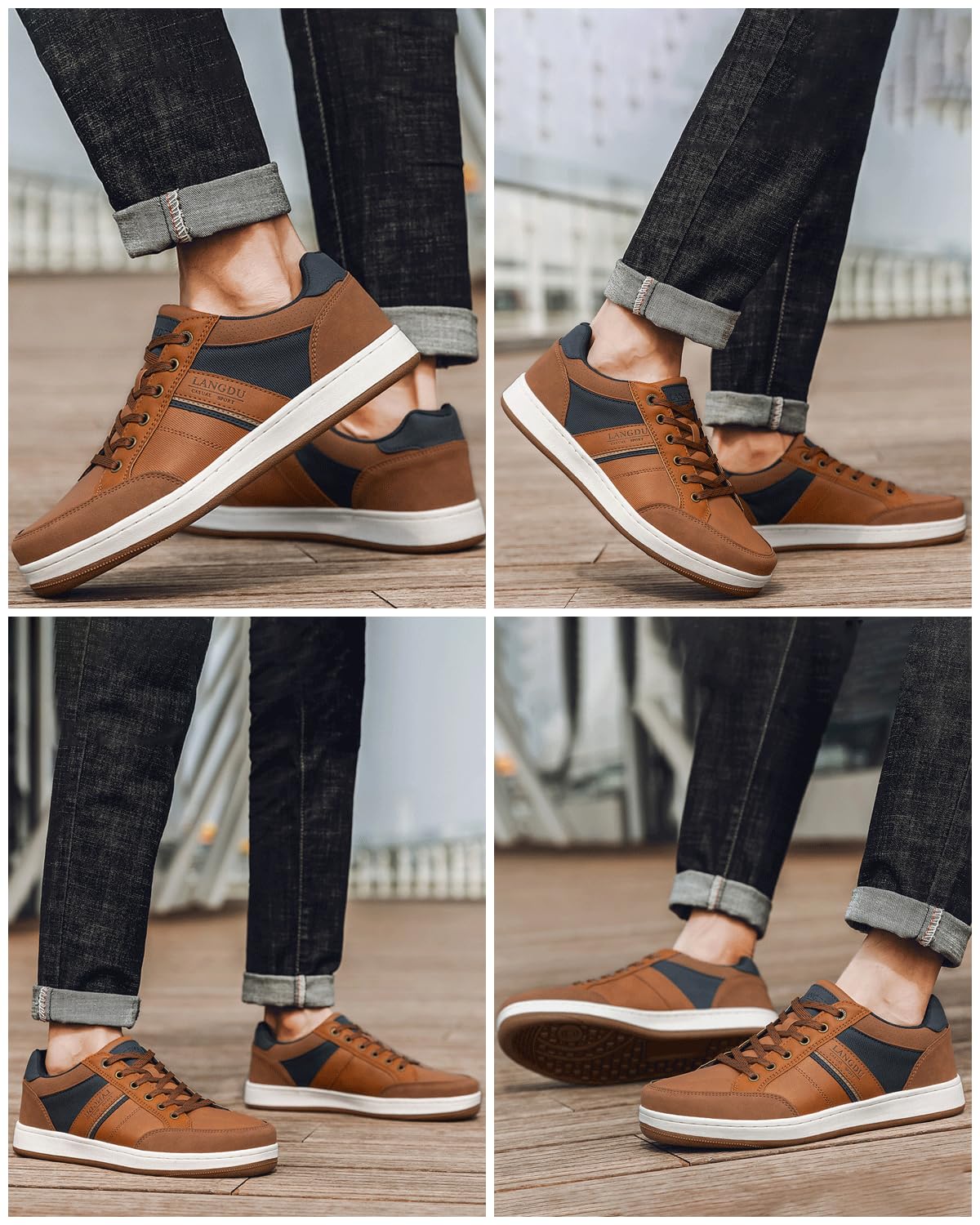 LANGDU Men’s Casual Sneakers – Lightweight Breathable Walking Sports Shoes
