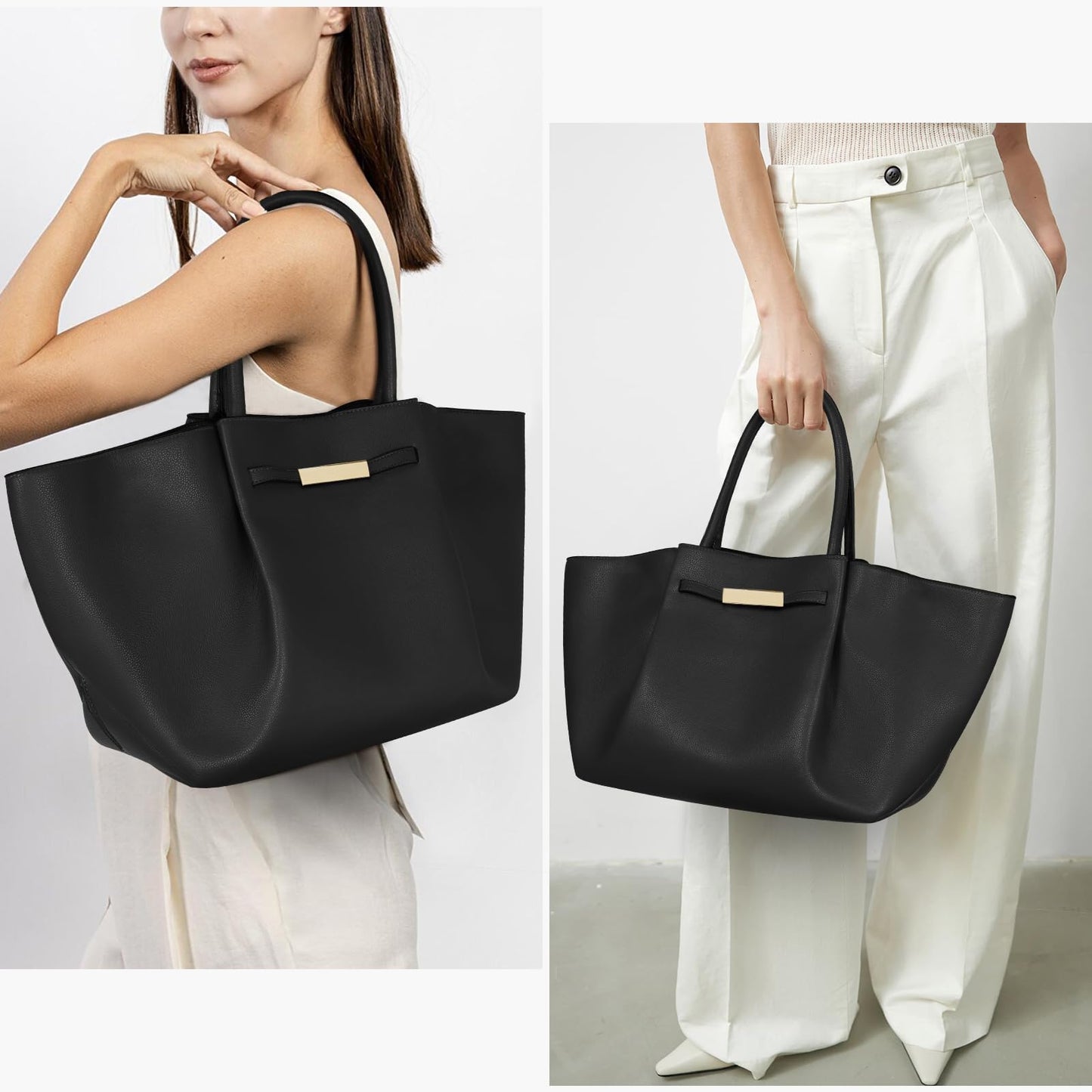 Large Faux Leather Tote Bag for Women